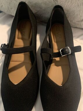 Rachel Zoe Black Knit Mary Jane Loafers with Buckle